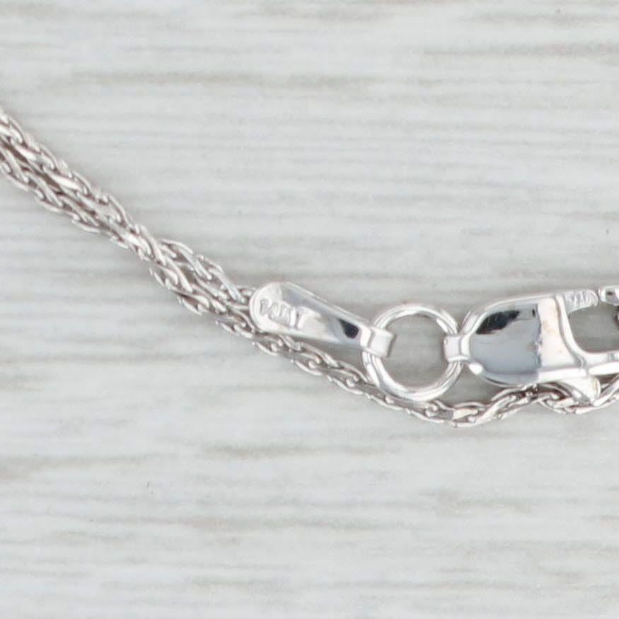 Light Gray 14" Wheat Chain Necklace 14k White Gold 0.9mm Lobster Clasp
