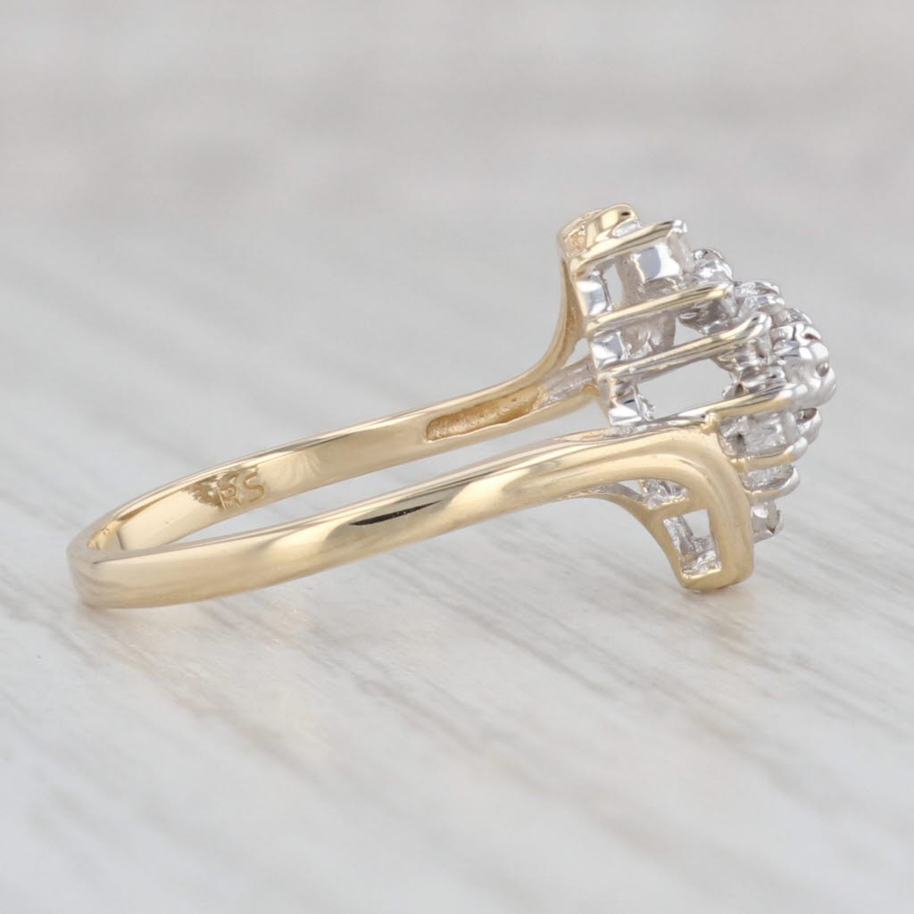 Light Gray 0.23ctw Diamond Cluster Bypass Ring 14k Yellow Gold Size 6.5 Engagement