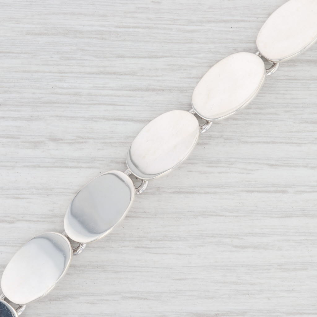 Light Gray New Engravable Oval Link Bracelet Sterling Silver 7.5” 13.9mm Toggle Clasp