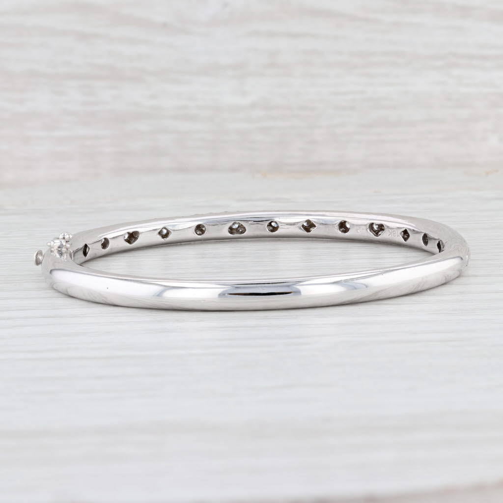 Light Gray 3ctw VS2 Pave Diamond Bangle Bracelet 18k White Gold 6.5” 4.6mm