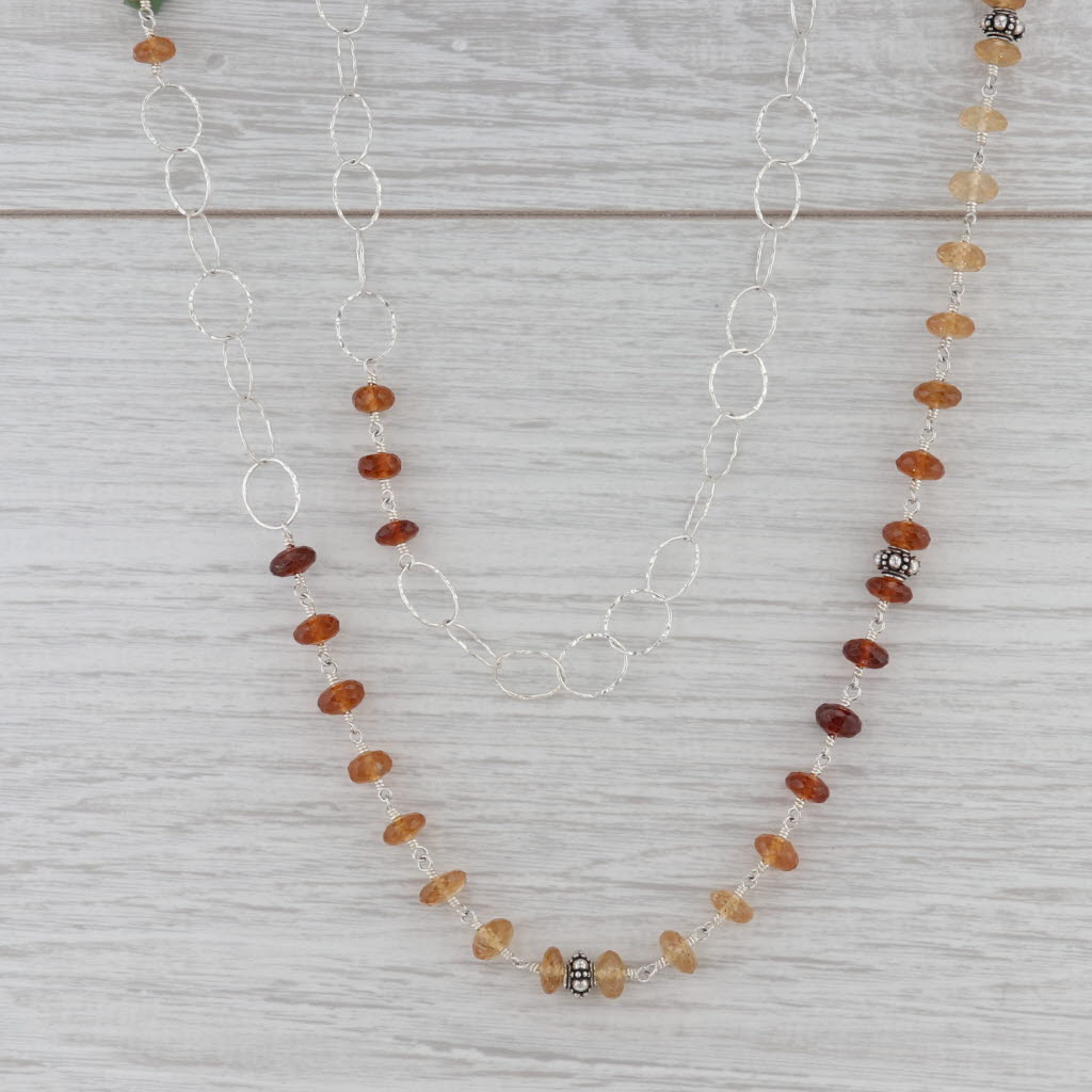Gray New Nina Nguyen Garnet Bead Melody Chain Necklace Sterling Silver Adjustable