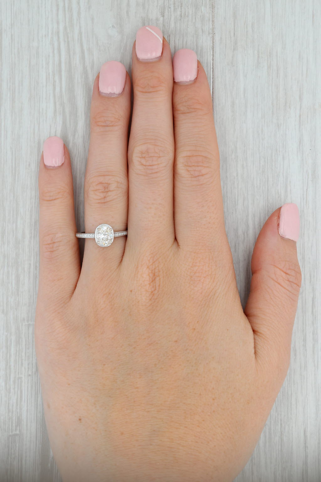 Rosy Brown New Beverley K .96ctw Diamond Halo Engagement Ring 14k White Gold Size 6.75 GIA