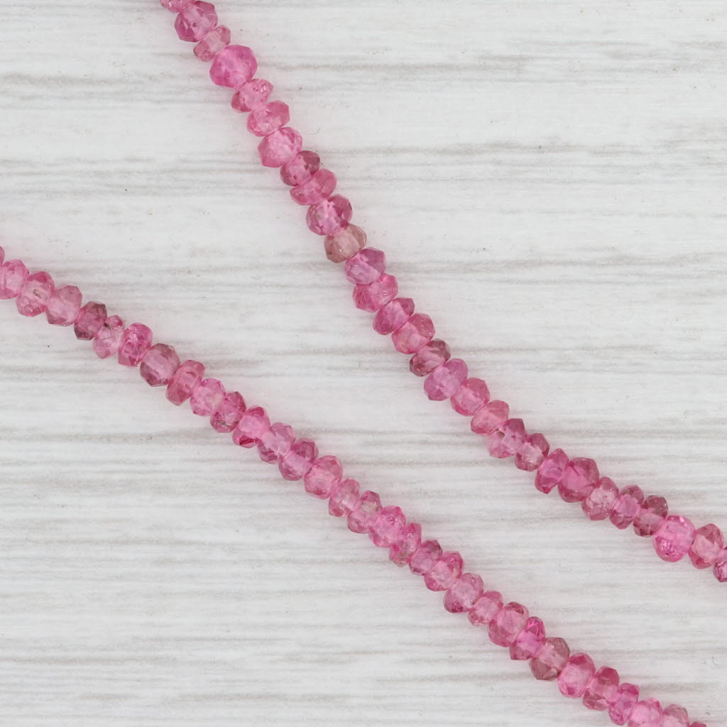 Light Gray Pink Tourmaline Bead Lariat Necklace 18k Gold 16.5" Designer Nordstrom