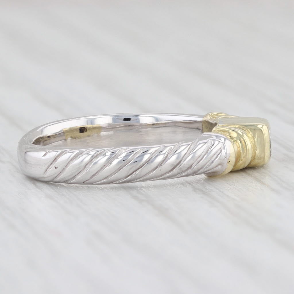 Light Gray 0.12ctw Princess Solitaire Diamond Ring 18k Yellow White Gold Sz 5.75 Engagement