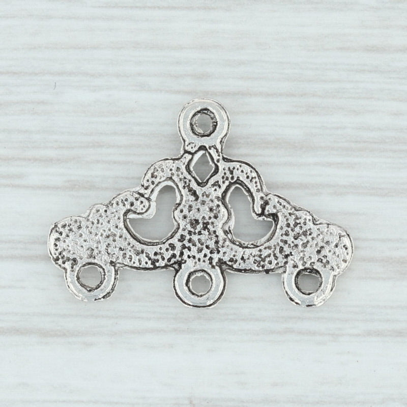 Light Gray Ornate Strand Connector Charm Sterling Silver 3Ring Chain End Jewelry Making