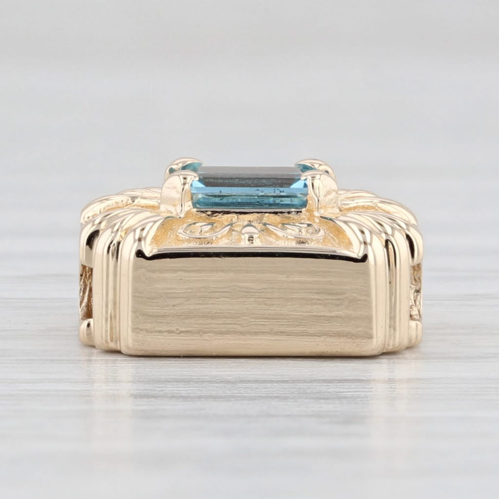 Light Gray 0.58ctw Blue Topaz Slide Charm 14k Yellow Gold Vintage Goldman Kolber