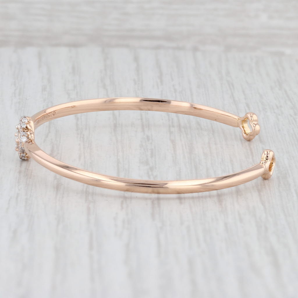 Light Gray 0.38ctw VS2 Diamond Cuff Bracelet 18k Rose Gold 6.25" Adjustable