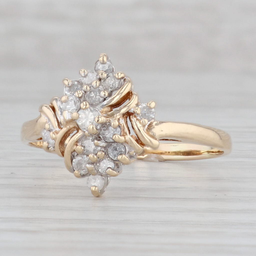 Gray 0.45ctw Diamond Cluster Ring 14k Yellow Gold Size 11.5 Engagement