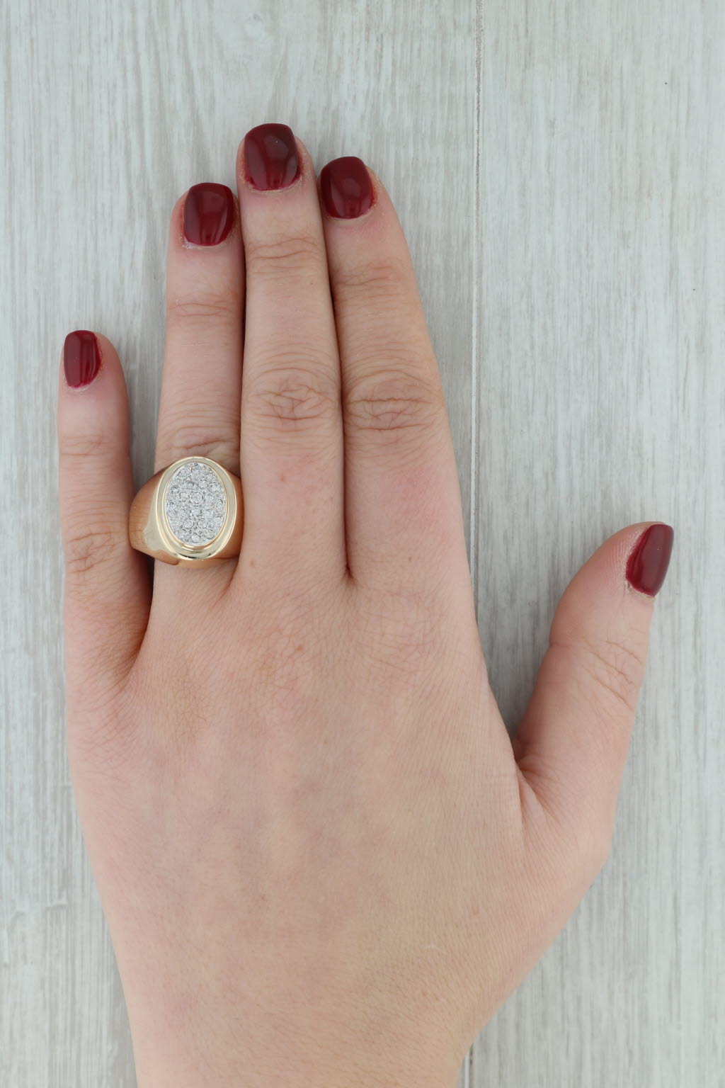 Dark Gray 0.35ctw Pave Diamond Cluster Ring 14k Yellow Gold Size 10 Men's