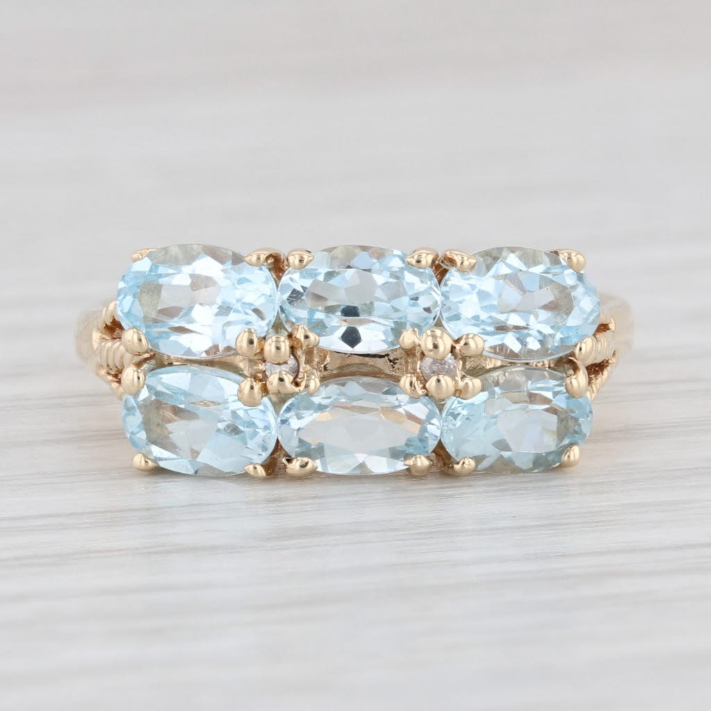 Light Gray 3.40ctw Blue Topaz Diamond Cluster Ring 10k Yellow Gold Size 9.5