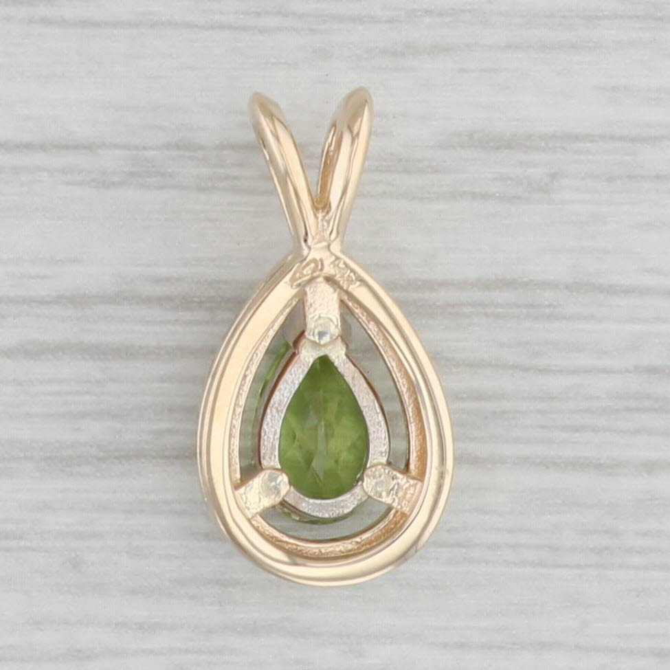 Light Gray 0.95ctw Pear Peridot Teardrop Pendant 14k Yellow Gold August Birthstone