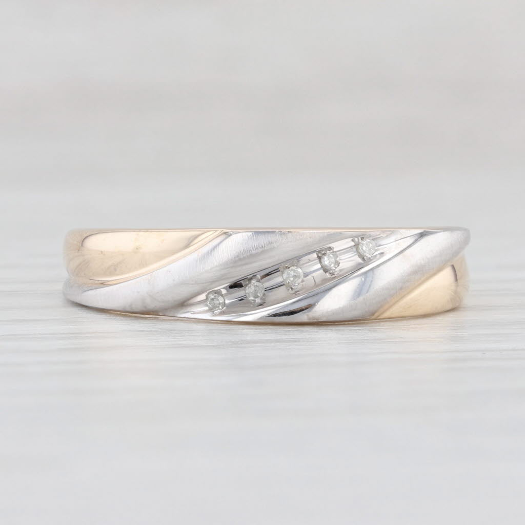 Light Gray Diamond Accented Men's Wedding Band 10k Yellow White Gold Size 11.25 Ring