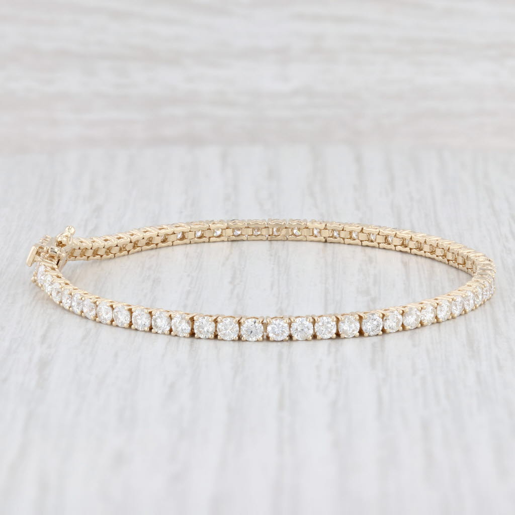 New 7" 5ctw Diamond Tennis Bracelet 14k Yellow Gold 3mm