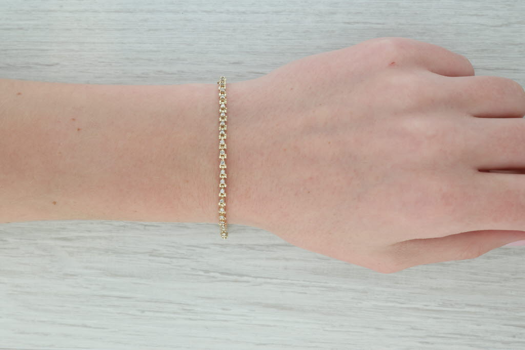 Gray 0.80ctw Diamond Tennis Bracelet 14k Yellow Gold 7" 3mm