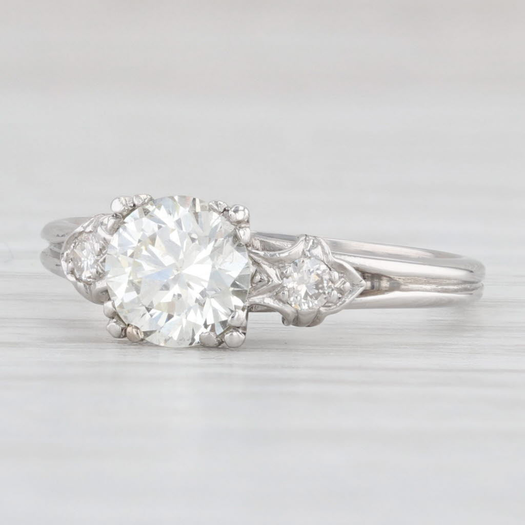 Light Gray Vintage 0.97ctw VS Round Diamond Engagement Ring Platinum Size 6.25 GIA