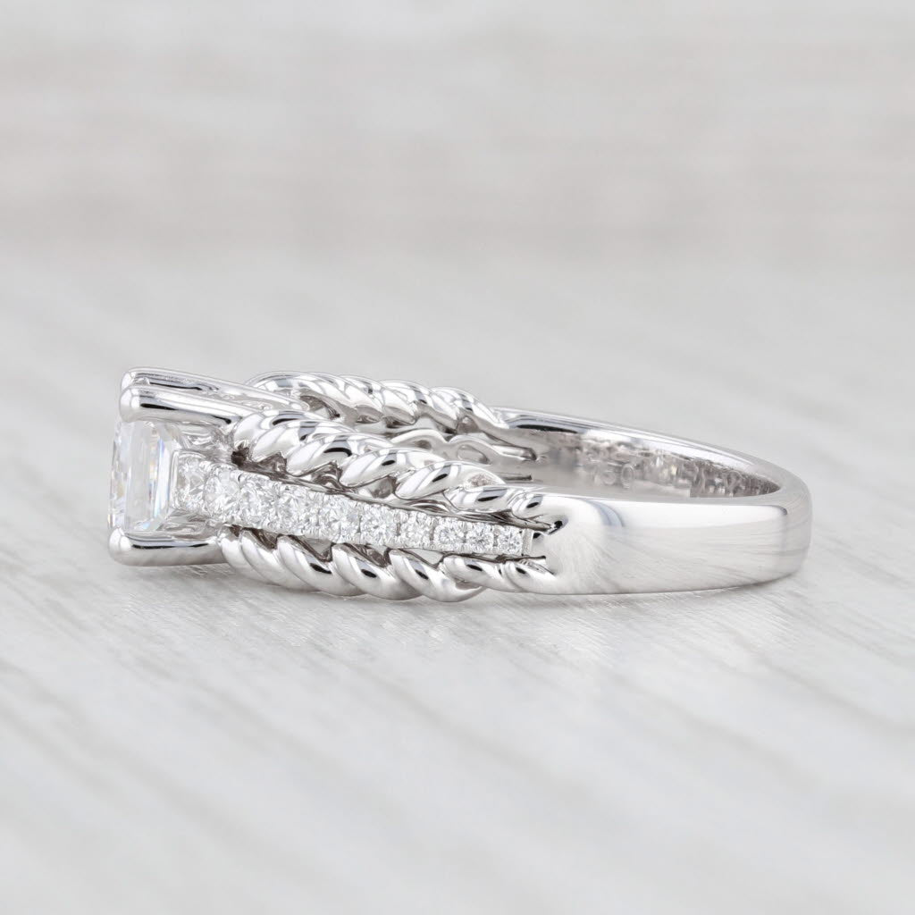 Light Gray New 1.34ctw Princess Square Cubic Zirconia Engagement Ring 18k White Gold Size 7