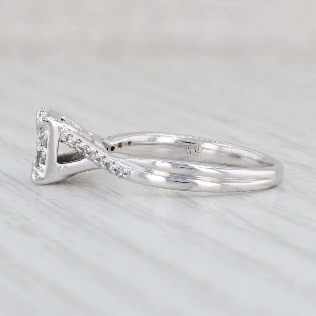 Light Gray 0.34ctw Princess Diamond Engagement Ring 10k White Gold Size 7 Cathedral Band