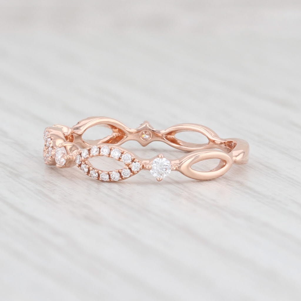 Light Gray New 0.26ctw Diamond Band 14k Rose Gold Size 6.75 Stackable Wedding Ring