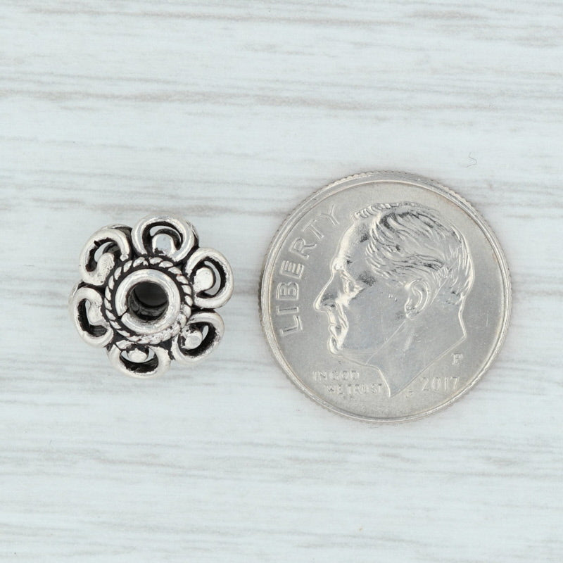Light Gray Floral Bead Charm Sterling Silver Jewelry Making Crafting 925