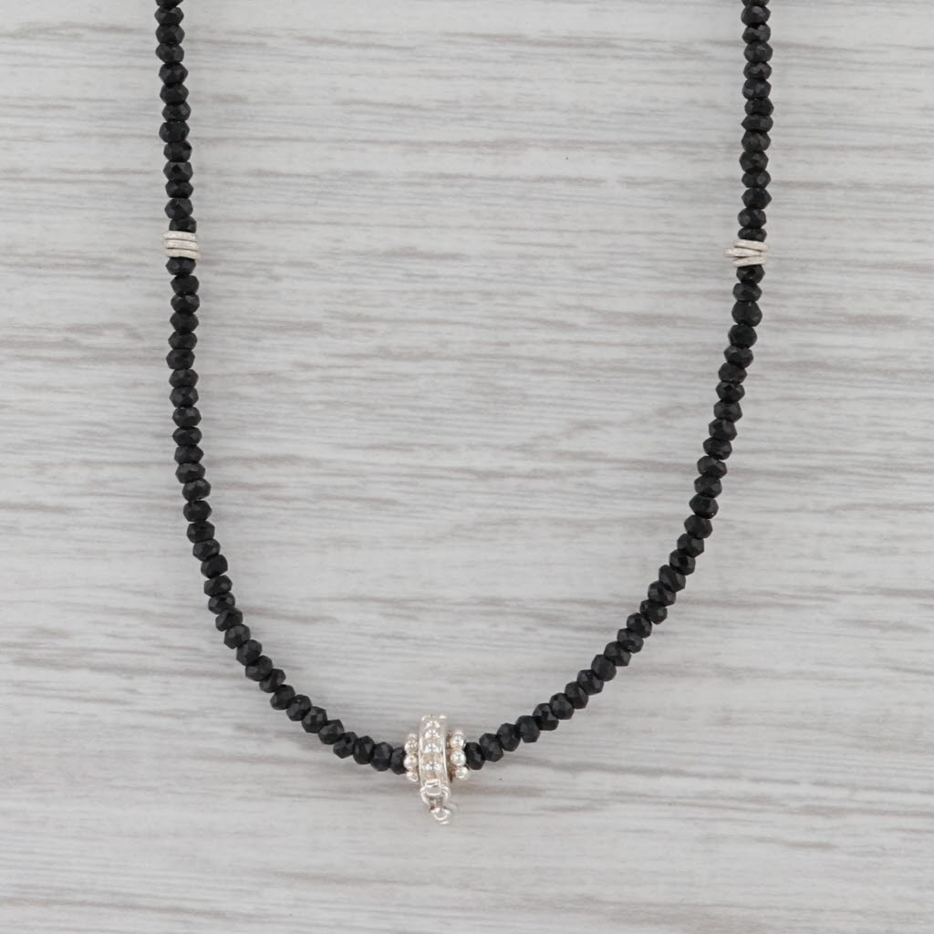 Gray New Nina Nguyen Black Spinel Bead Necklace Sterling Silver 15.5-18.5" Strand