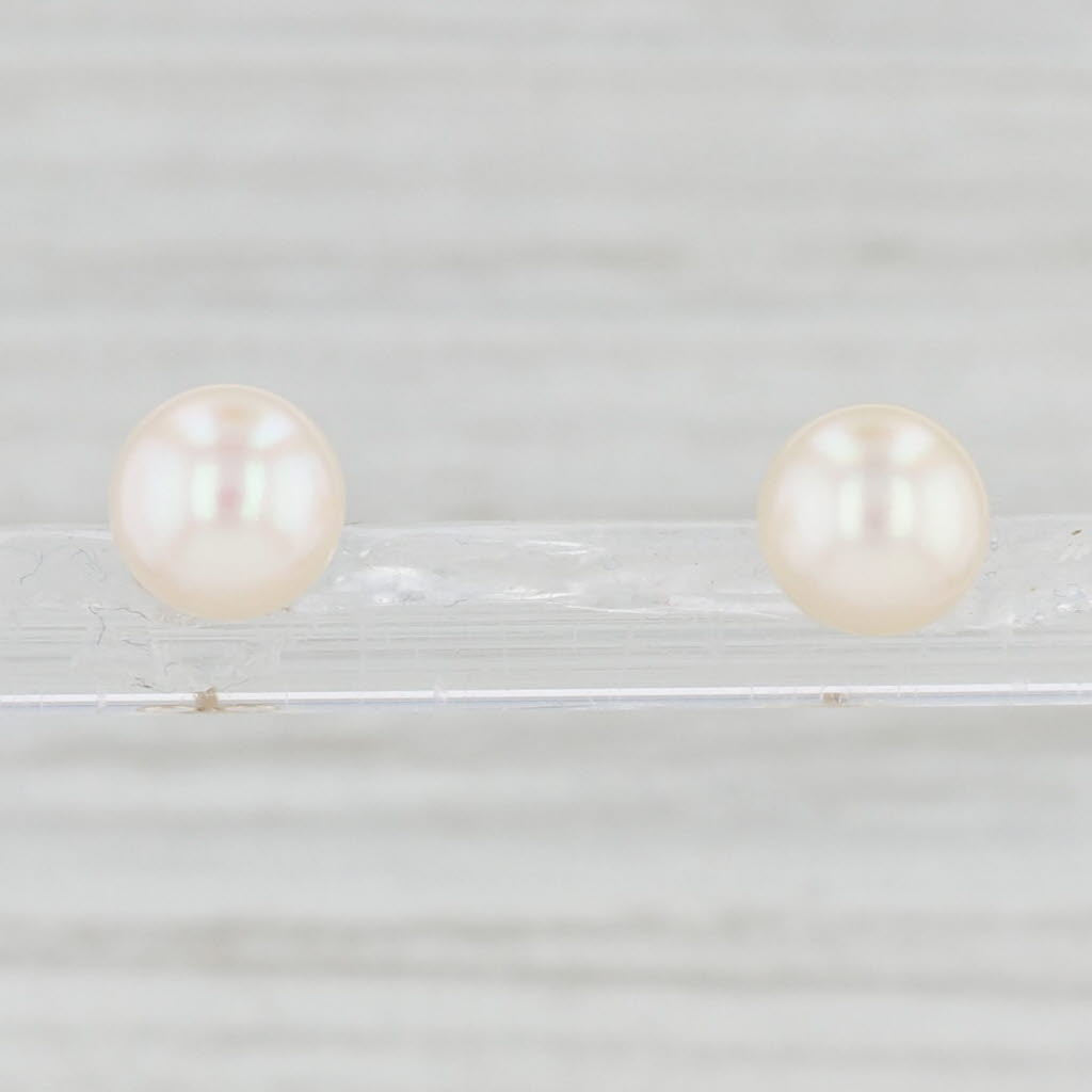 Light Gray Cultured Saltwater Pearl Stud Earrings 10k Yellow Gold Pierced Studs