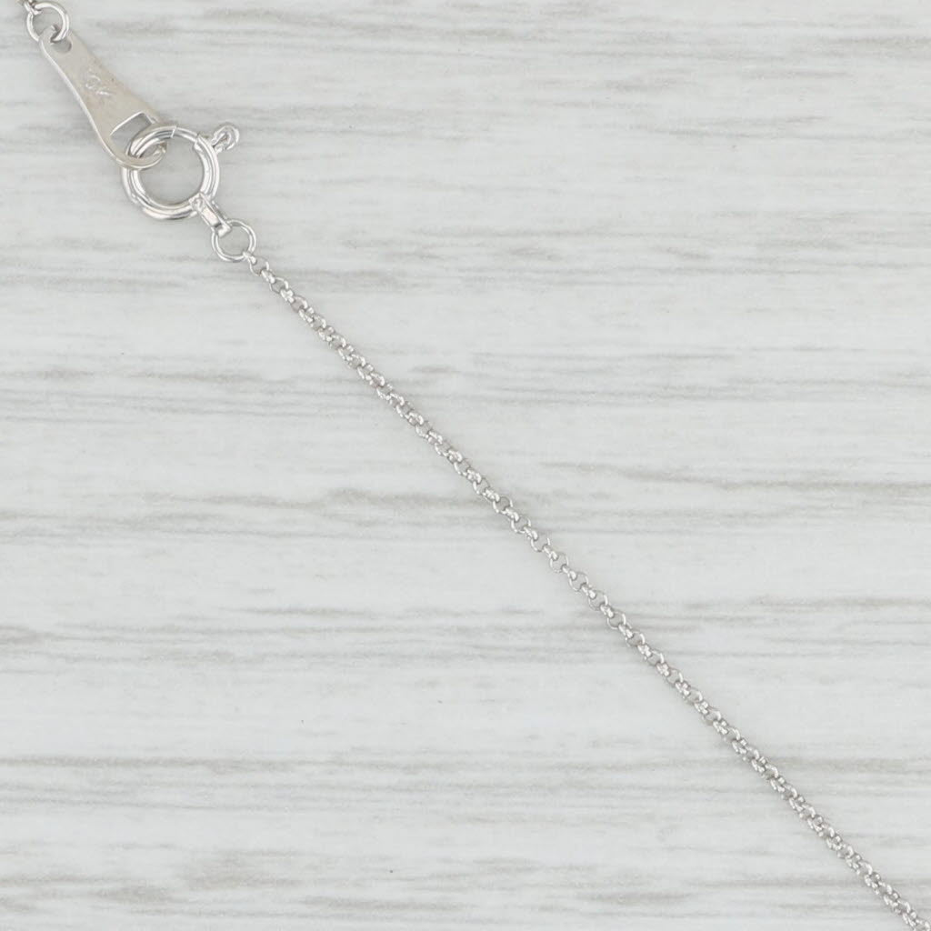 Light Gray Diamond Heart Knot Pendant 10k White Gold 16.5" Cable Chain Necklace