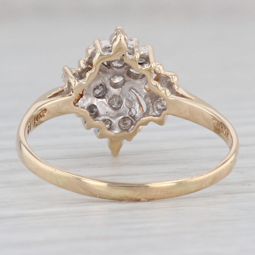 Gray 0.45ctw Diamond Cluster Ring 14k Yellow Gold Size 11.5 Engagement