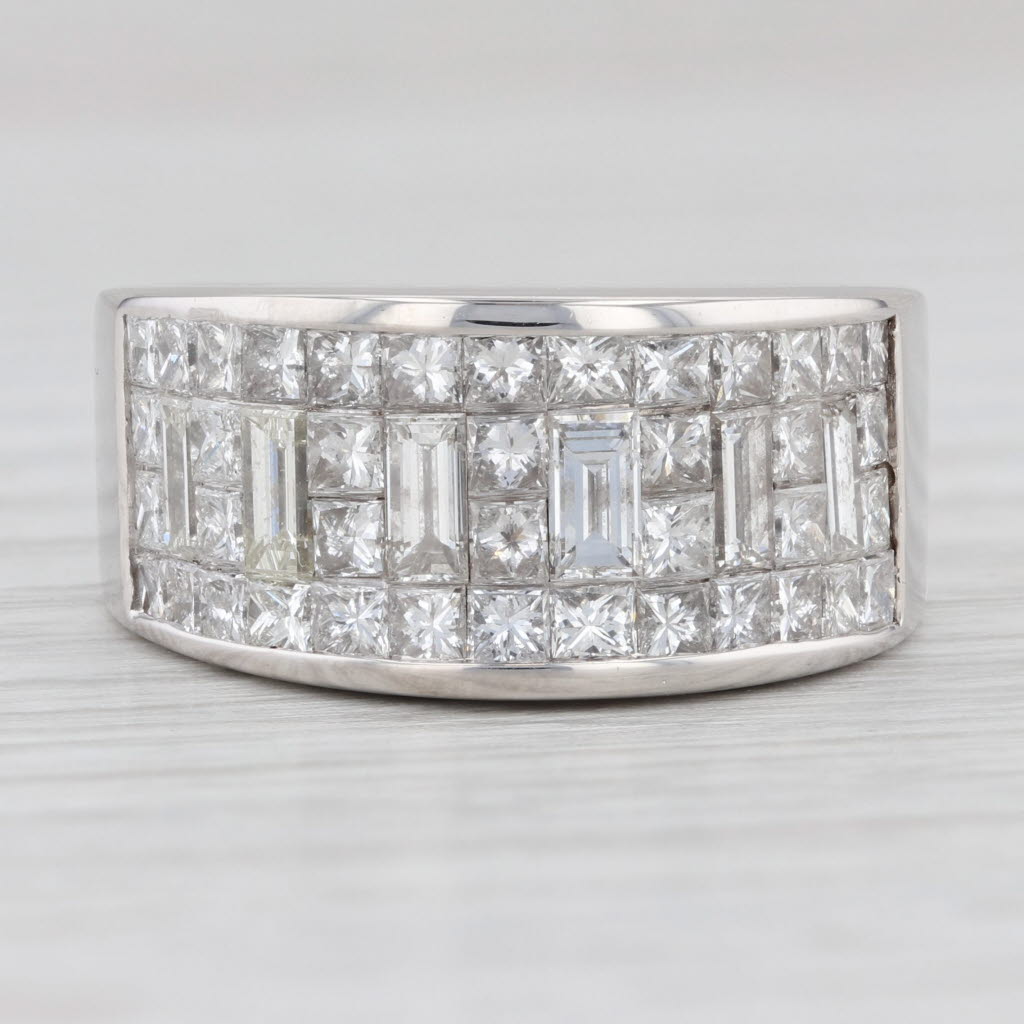Light Gray 2.90ctw Diamond High Dome Ring 18k White Gold Size 7 Cocktail Band