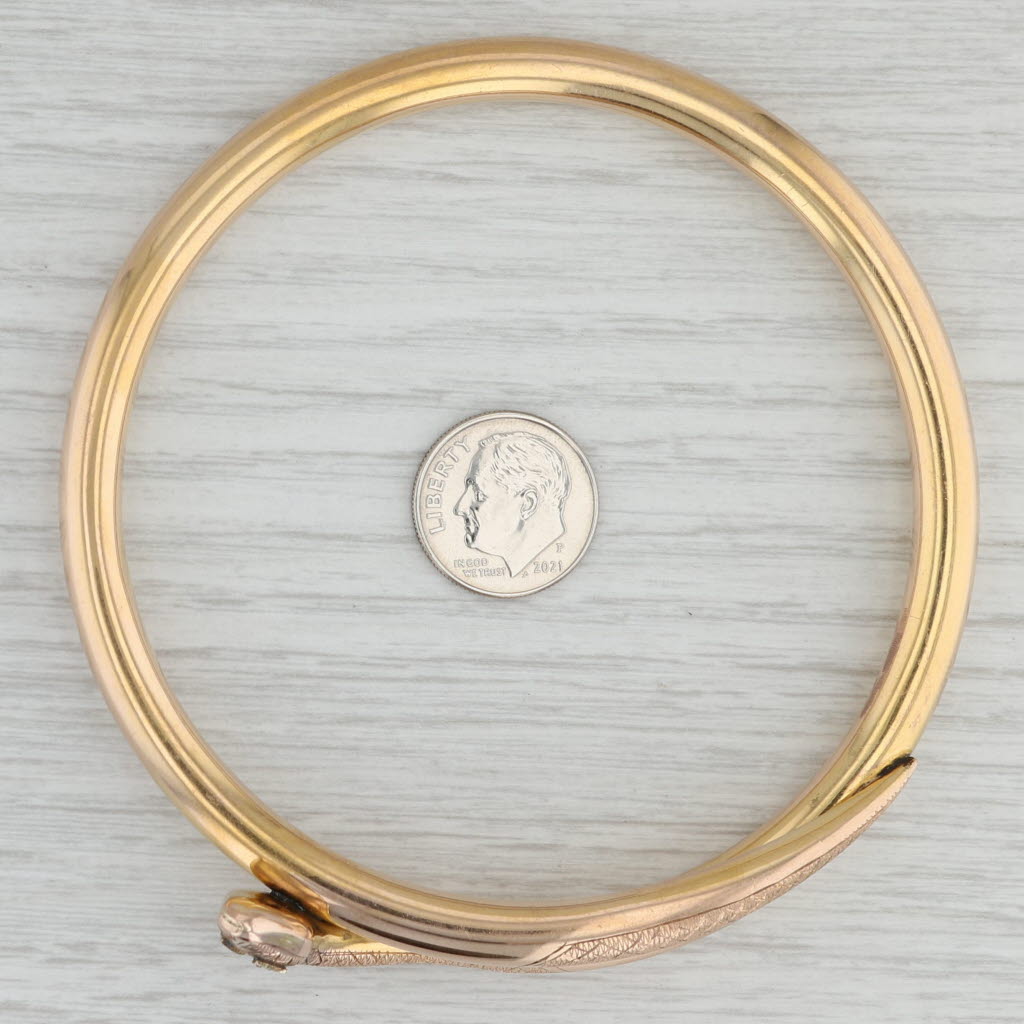 Gray Antique Coiled Snake Arm Band Bracelet 9k Yellow Gold 9.25" Serpent