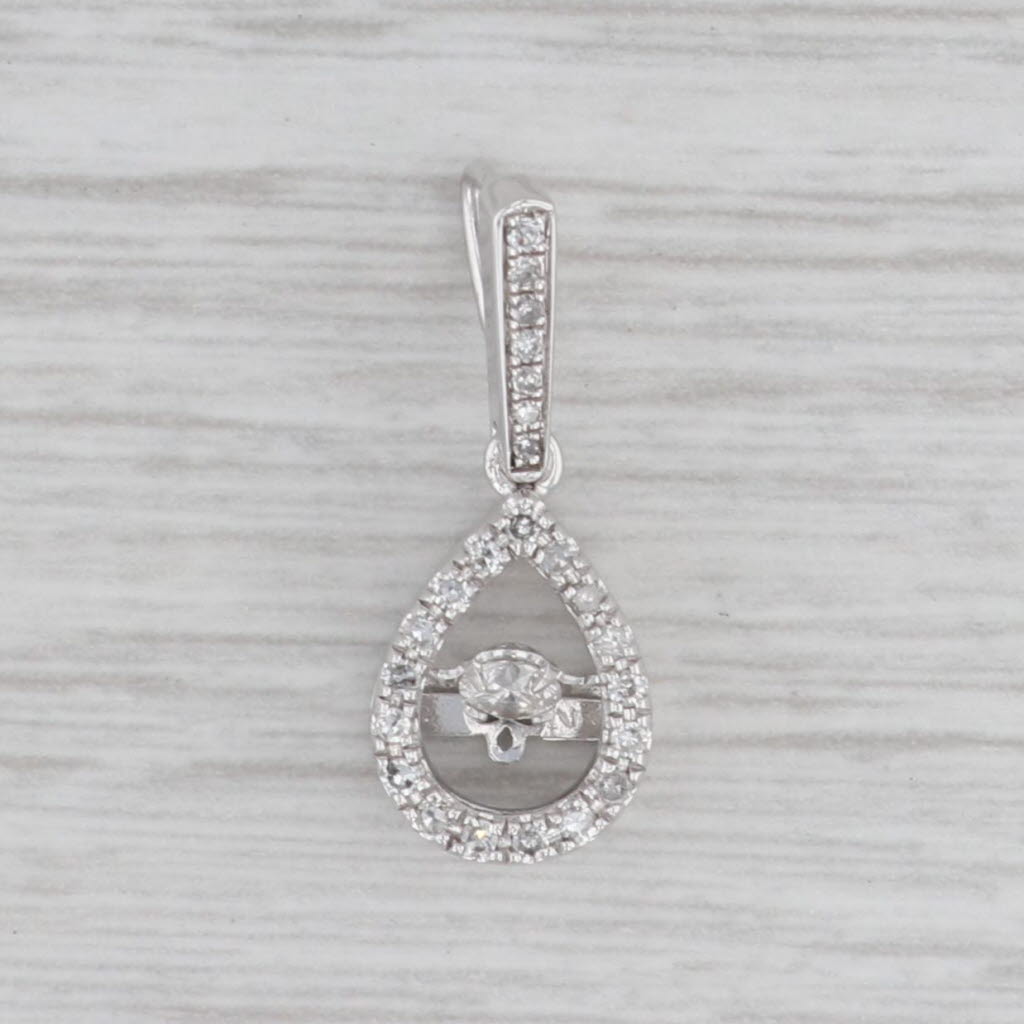 Gray 0.18ctw Moving Diamond Teardrop Pendant 14k White Gold