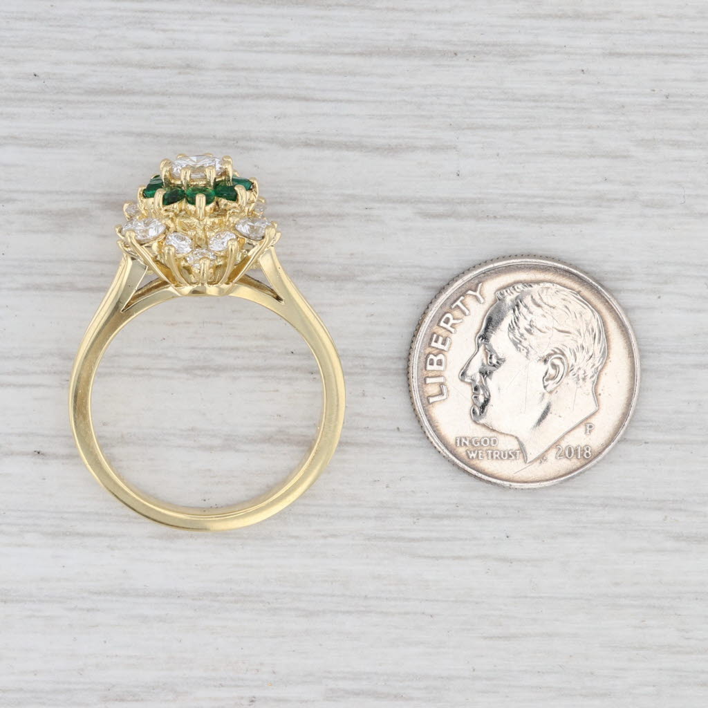 Light Gray Kurt Wayne 1.7ctw Diamond Emeralds 18k Yellow Gold Size 7 Cocktail Engagement