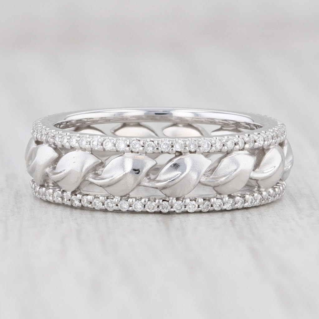 Light Gray Lyria Leaves by Parade 0.27ctw Diamond Leaf Ring 18k White Gold Band Size 7