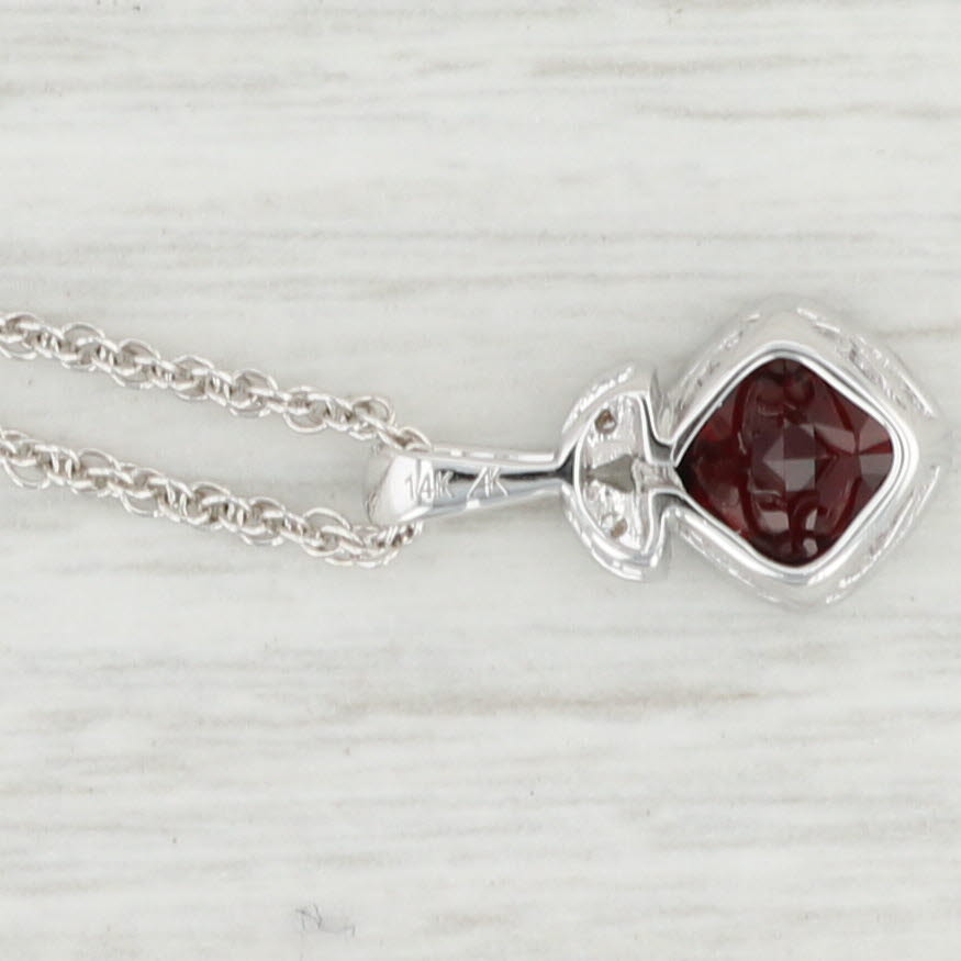 Light Gray New 1.59ctw Garnet Diamond Pendant Necklace 14k White Gold 18” Rope Chain