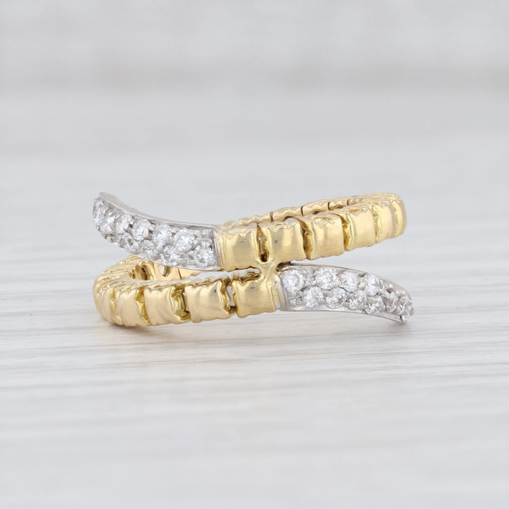 Light Gray Roberto Coin Bypass Ring 18k White Yellow Gold Size 5 with Bag