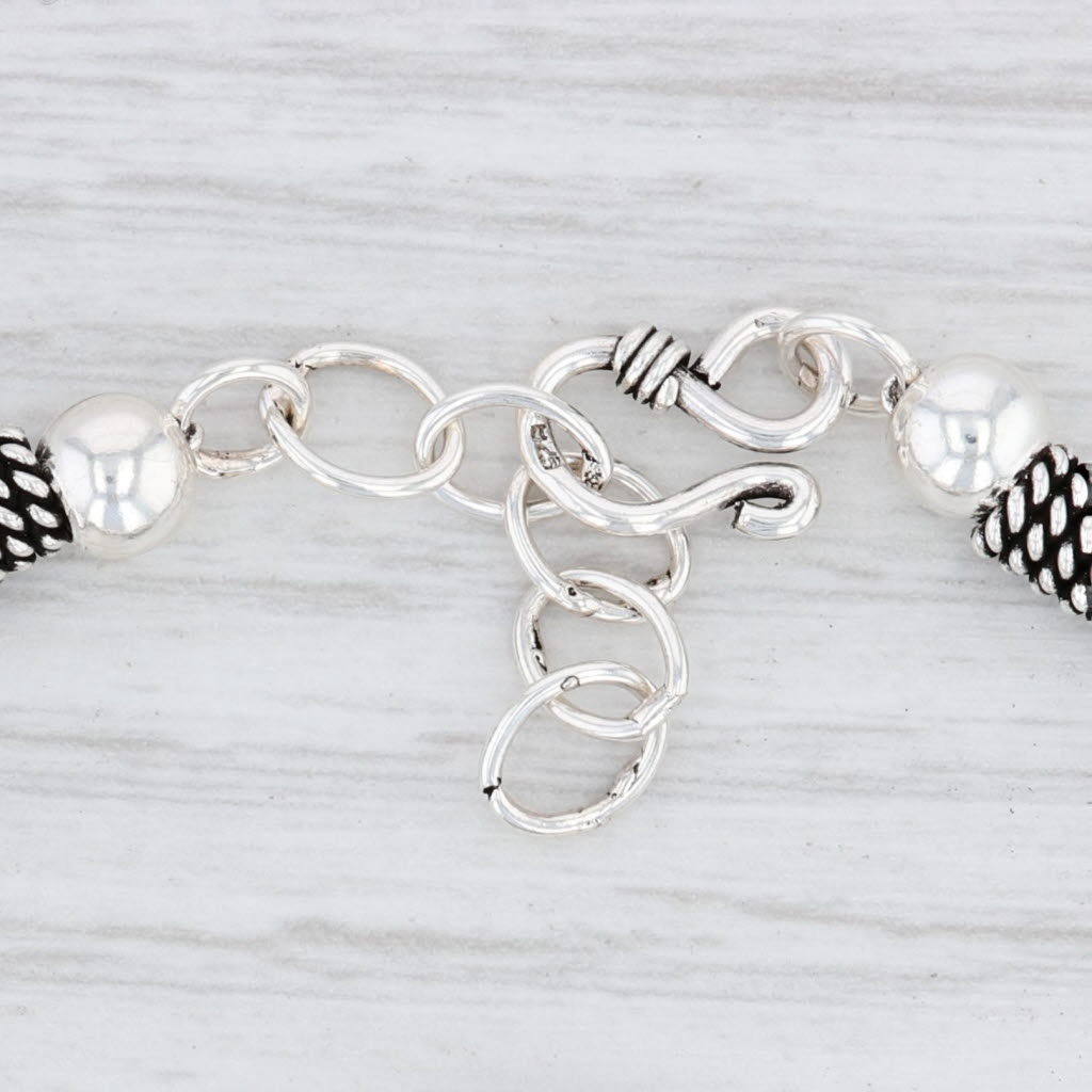 Light Gray New Bead Statement Bracelet Sterling Silver Beaded Chain 7.25-8.25"