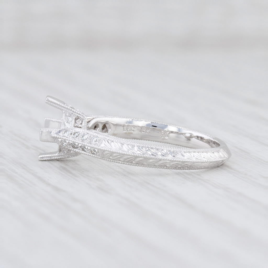 Light Gray New Beverley K Semi Mount Diamond Engagement Ring 18k White Gold Size 6 Round