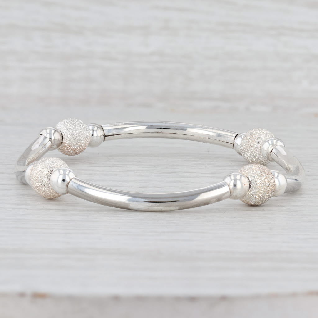 Light Gray New Bead Bracelet Sterling Silver 8" Stretchable Pull Over Italian