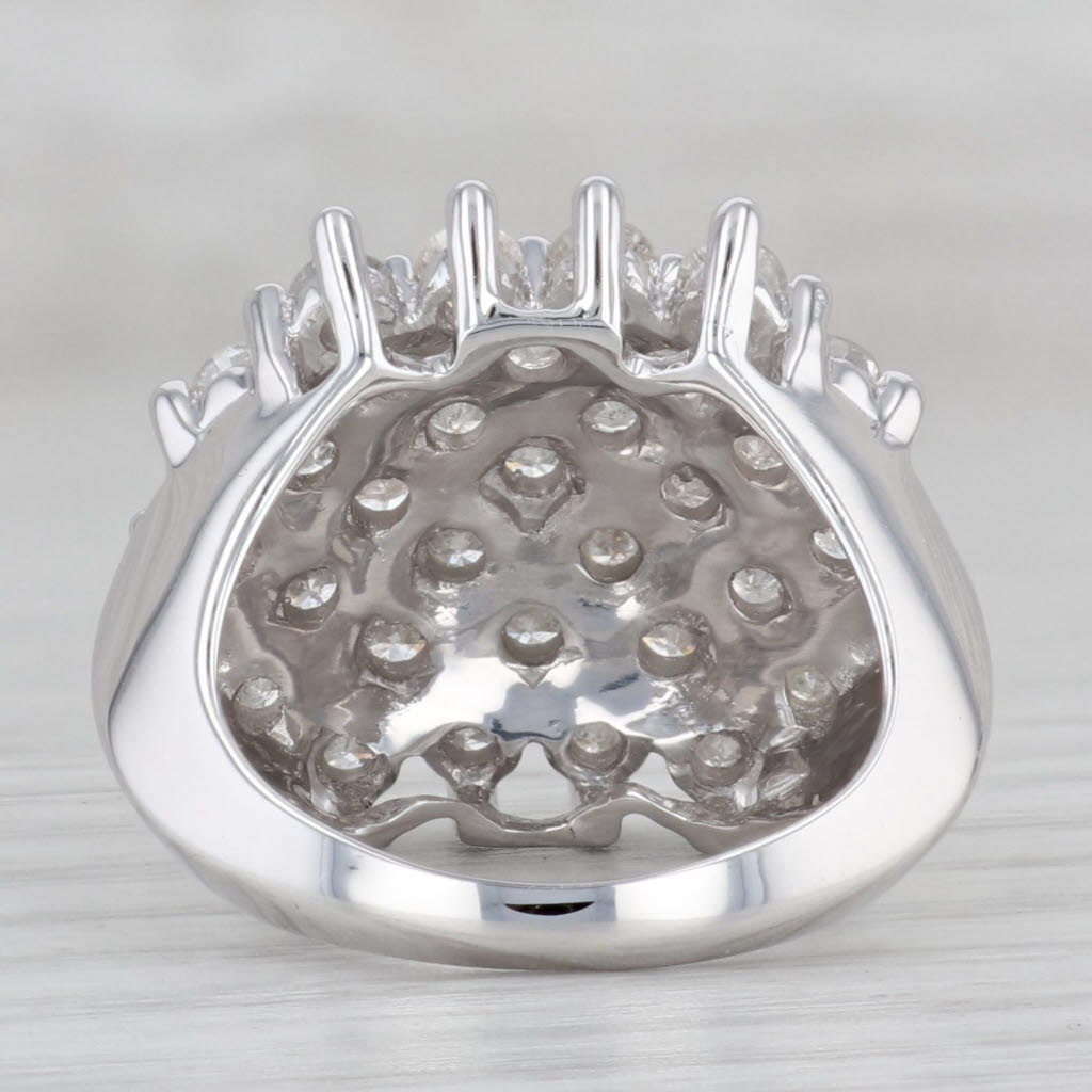 Gray 3.25ctw Diamond Cluster Ring 10k 9k White Gold Size 5.25 Cocktail