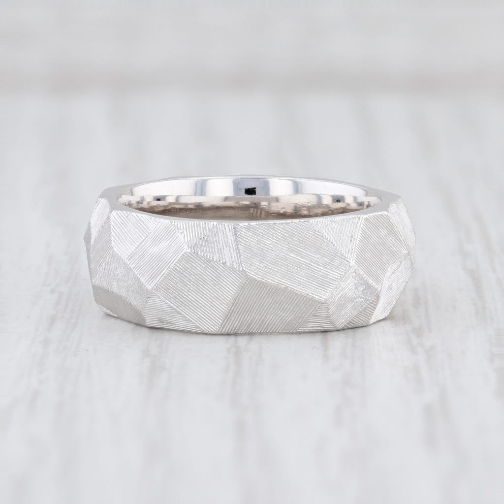 Light Gray New Bastian Inverun Ring Sterling Silver Catherine Niegel Faceted Band Sz 58 8.5