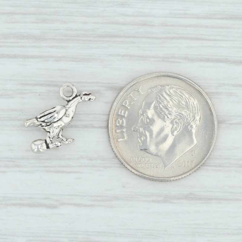 Light Gray Goose & Egg Charm Sterling Silver 12 Days of Christmas Geese aLaying
