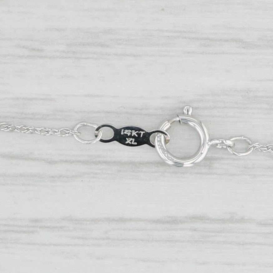 Light Gray Diamond Letter "W" Pendant Necklace 14k White Gold 18" Rope Chain