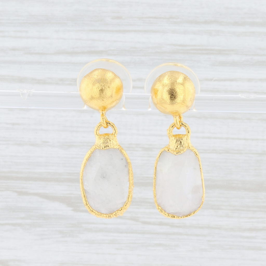 Lavender New Nina Nguyen White Moonstone Dangle Earrings Sterling Gold Vermeil Drops