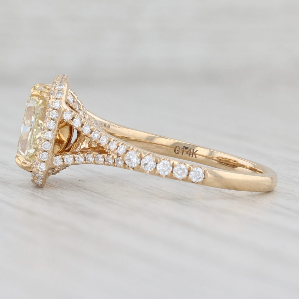 Light Gray New 2.96ctw Yellow Diamond Halo Engagement Ring 14k Yellow Gold Size 7.25 GIA