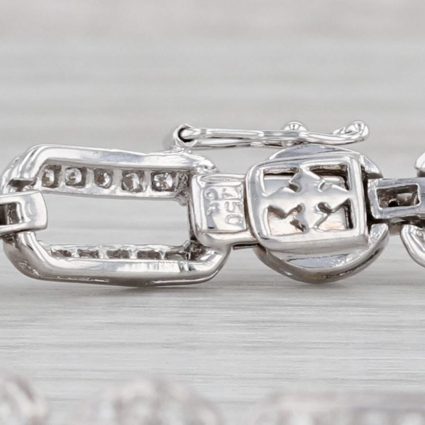 Gray 1.25ctw Diamond Circle Bar Link Bracelet 18k White Gold 7" 6.6mm
