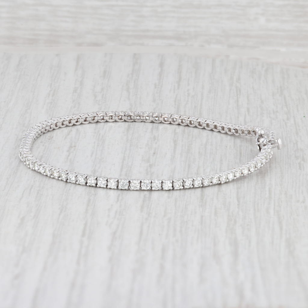 Light Gray New 2.50ctw VS2 Diamond Tennis Bracelet 14k White Gold 7" 2.4mm Snap Latch