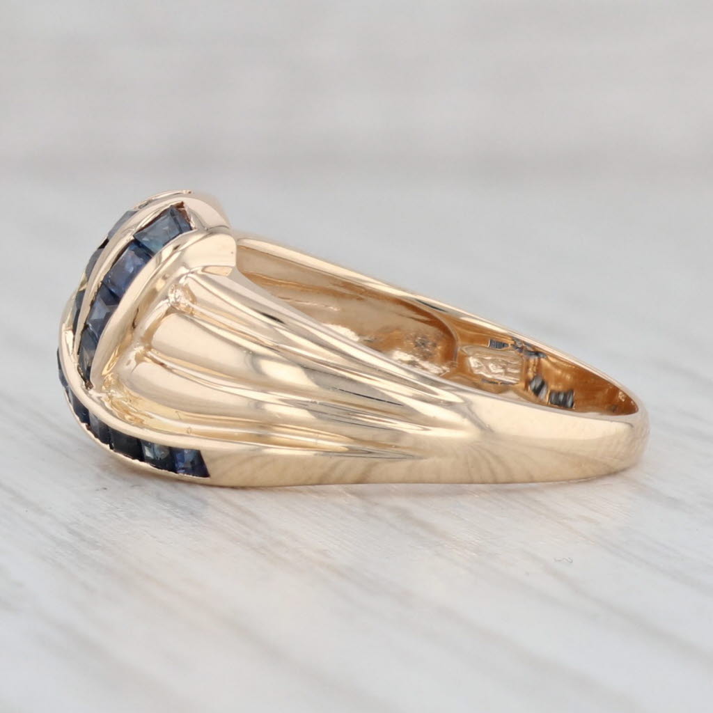 Light Gray 0.95ctw Blue Sapphire Knot Ring 14k Yellow Gold Size 7.25