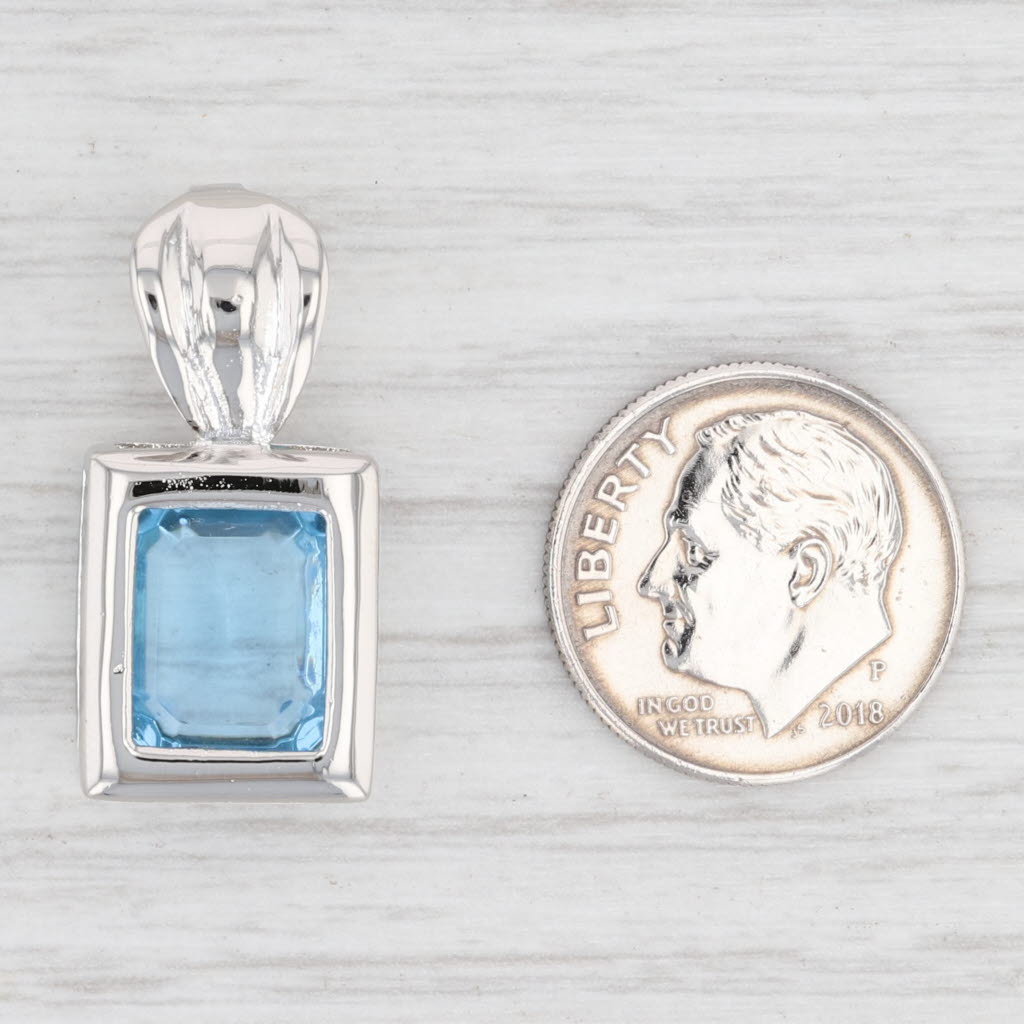 Light Gray New Light Blue Glass Drop Pendant Sterling Silver 925 Solitaire
