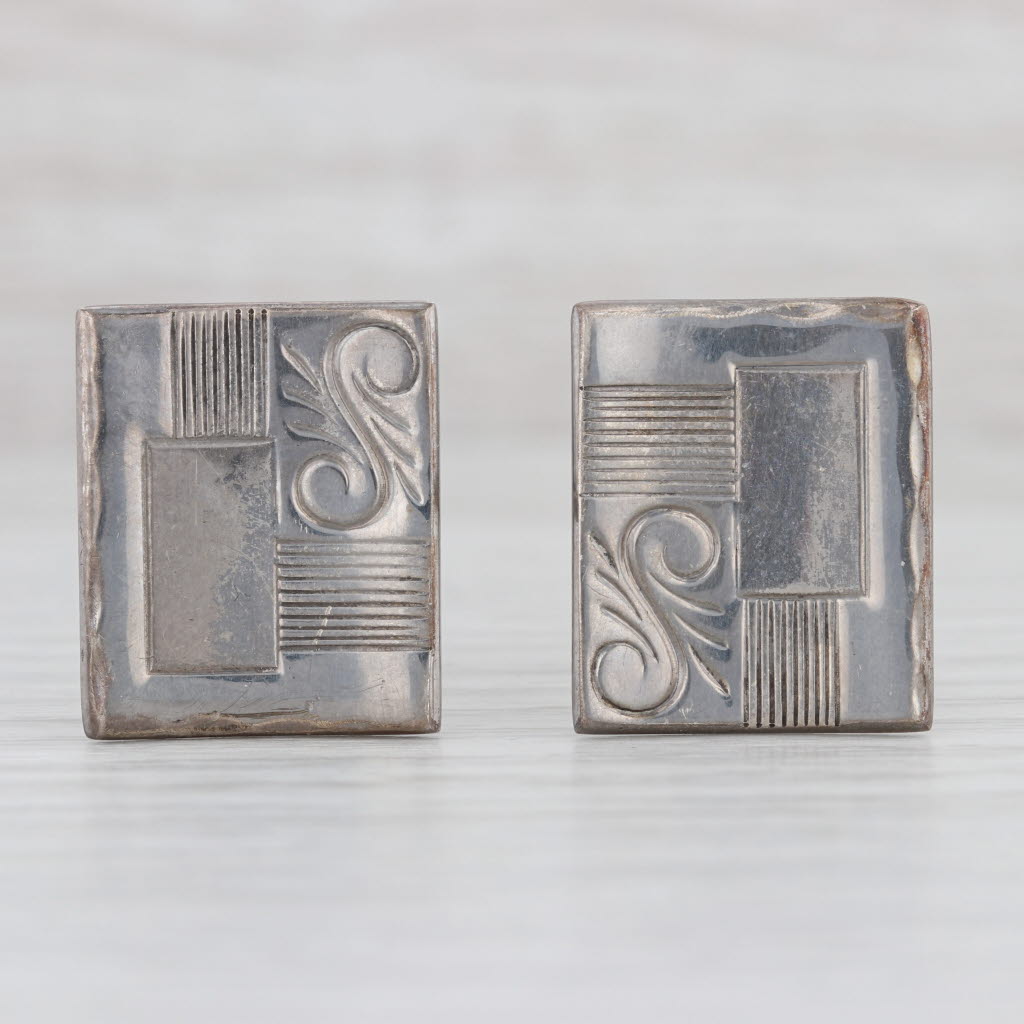 Vintage Ornate Rectangle cheapest Cufflinks Sterling Silver Suit Accessories