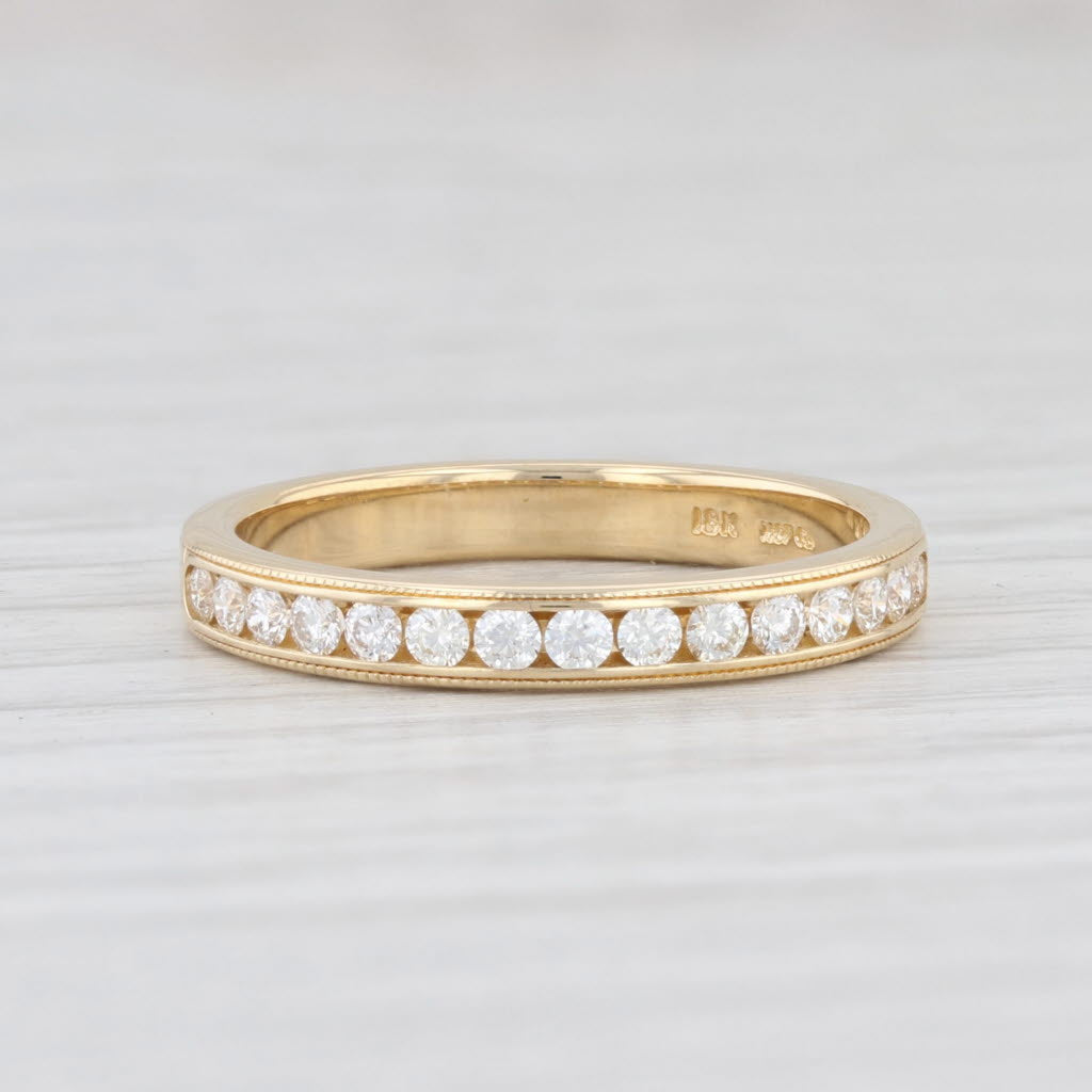 Light Gray Hearts on Fire 0.37ctw Diamond Wedding Band 18k Yellow Gold Sz 7 Stackable Ring