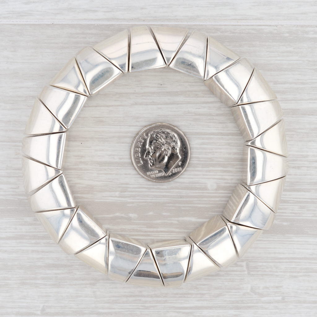 Light Gray New Statement Bracelet Sterling Silver Mexico Stretchable Strand Tapering Beads